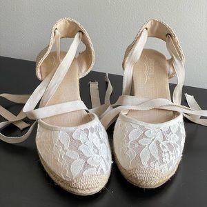 Soludos Lace Detail Espadrilles Wedge Heels 10